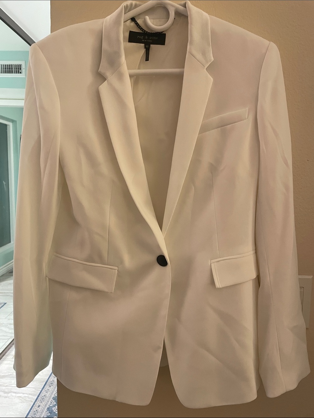 rag & bone White Single-Button Notch Lapel Blazer